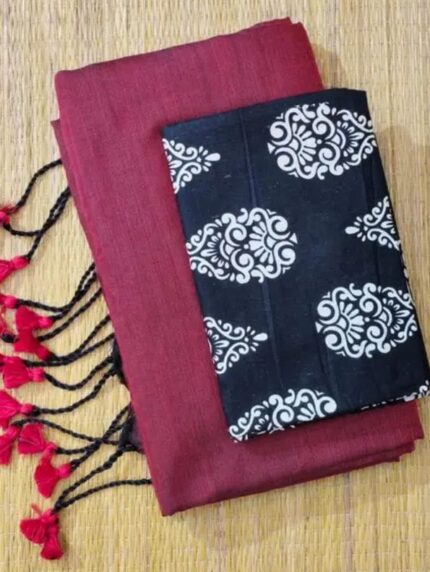 Jamdani Handloom in Maroon